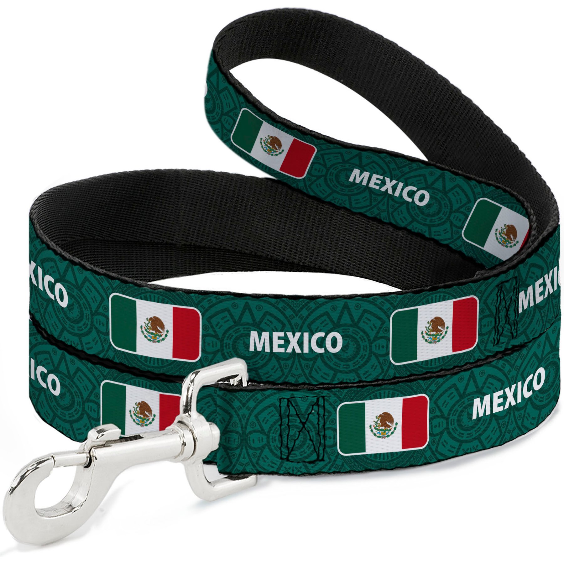Buckle-Down Global Soccer Cup Series Mexico Spirit Flag Dog Leash, 6-ft long, 1-in wide
