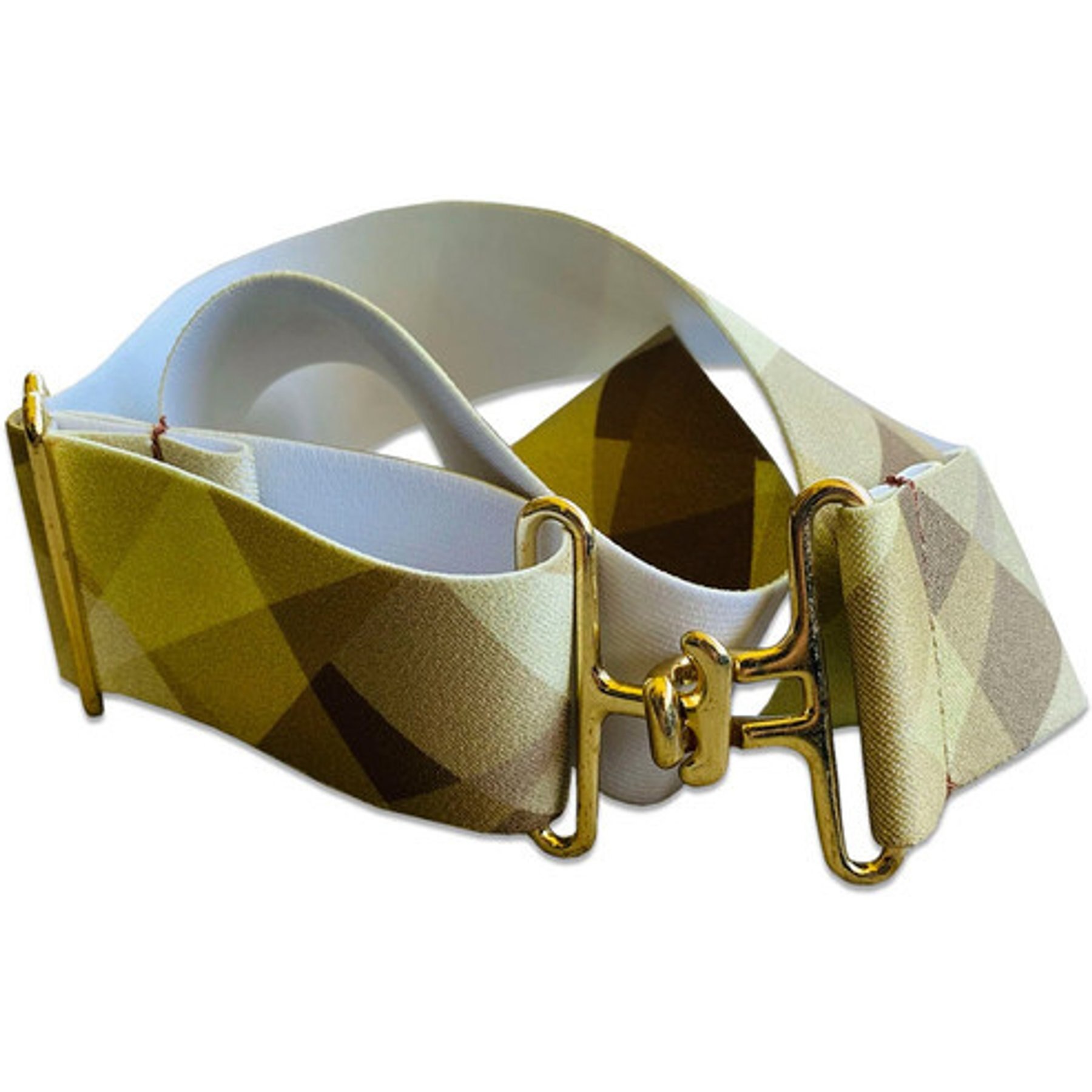 Ace Equestrian Elastic Horse Riding Belt, Brass/Gold Geo, 2-in