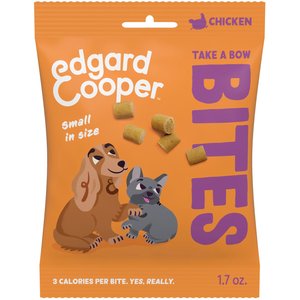 Edgard & Cooper Take A Bow Bites Low-Calorie Training Grain-Free Chicken Recipe Soft & Chewy Dog Treats, 1.7-oz bag, Small