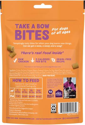 Show full view: Edgard & Cooper Take A Bow Bites Grain-Free Chicken Training Soft & Chewy Dog Treats, Small, 4.2-oz bag slide 3 of 10