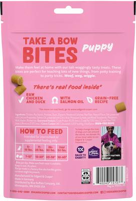 Show full view: Edgard & Cooper Take A Bow Bites Low-Calorie Training Grain-Free Chicken & Duck Recipe Soft & Chewy Dog Treats, Small, 4.2-oz bag slide 3 of 9