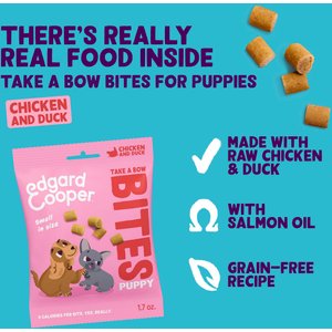 Edgard & Cooper Take A Bow Bites Low-Calorie Training Grain-Free Chicken & Duck Recipe Soft & Chewy Dog Treats, Small, 1.7-oz bag