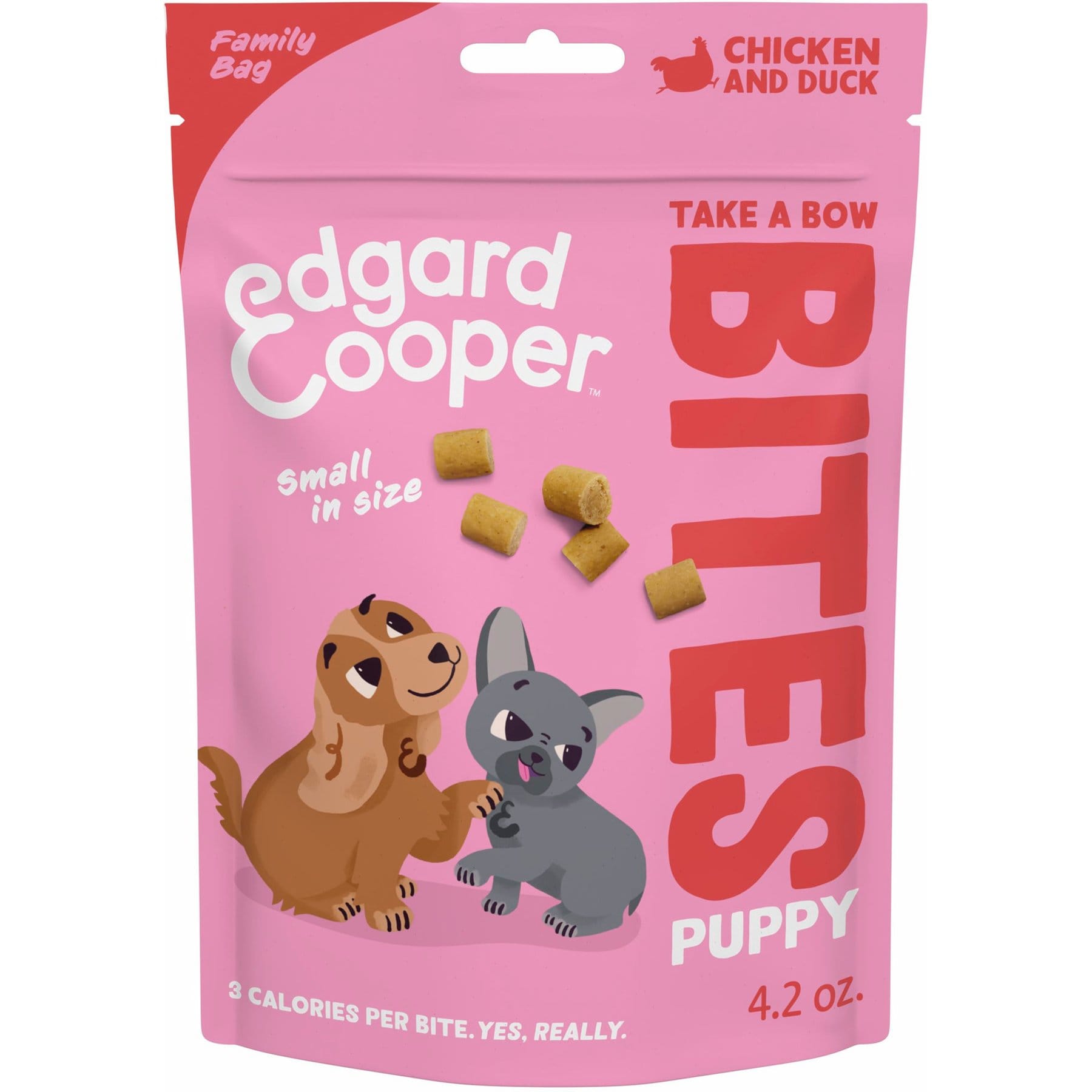 Edgard & Cooper Take A Bow Bites Low-Calorie Training Grain-Free Chicken & Duck Recipe Soft & Chewy Dog Treats, Small, 4.2-oz bag
