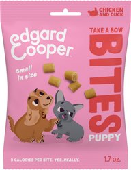 Edgard & Cooper Take A Bow Bites Low-Calorie Training Grain-Free Chicken & Duck Recipe Soft & Chewy Dog Treats, Small, 1.7-oz bag