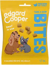 Edgard & Cooper Take A Bow Bites Low-Calorie Grain-Free Training Chicken & Turkey Soft & Chewy Dog Treats, Small, 1.7-oz bag