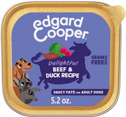 Edgard & Cooper Adult Grain-Free Saucy Pate Delightful Beef & Duck Recipe Wet Dog Food, 5.2-oz cup, case of 11