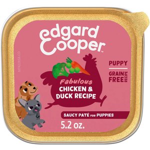 Edgard & Cooper Puppy Grain-Free Saucy Pate Fabulous Chicken & Duck Recipe Wet Dog Food, 5.2-oz cup, case of 11