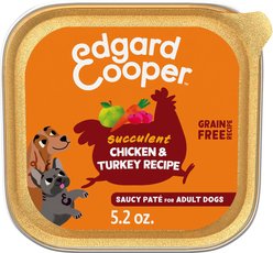 Edgard & Cooper Adult Grain-Free Saucy Pate Succulent Chicken & Turkey Recipe Wet Dog Food, 5.2-oz cup, case of 11