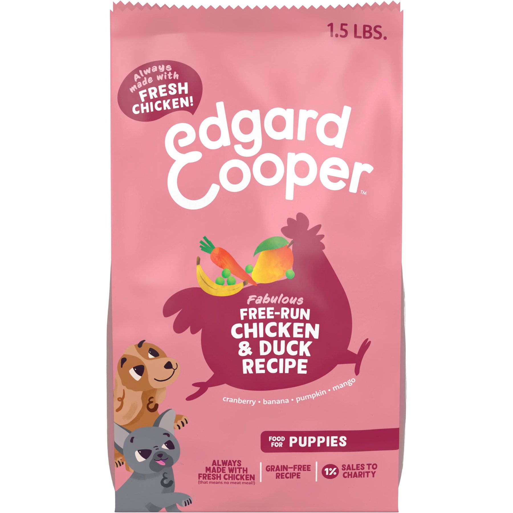 Edgard & Cooper Fabulous Free-Run Puppy Grain-Free Chicken & Duck Recipe Dry Dog Food, 1.5-lb bag