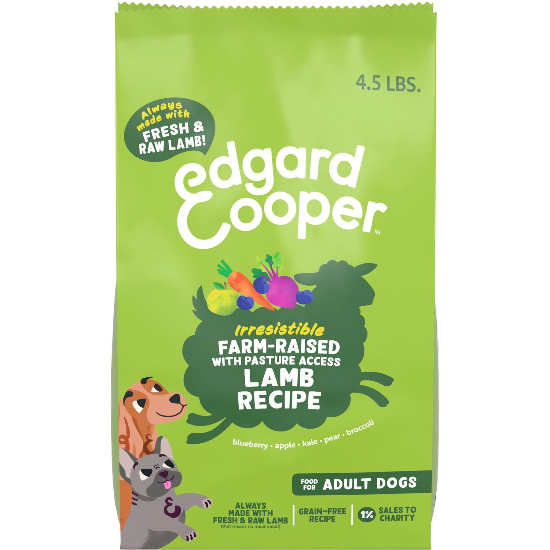 Edgard & Cooper Adult Grain-Free Irresistible Farm-Raised Lamb Recipe Dry Dog Food, 4.5-lb bag