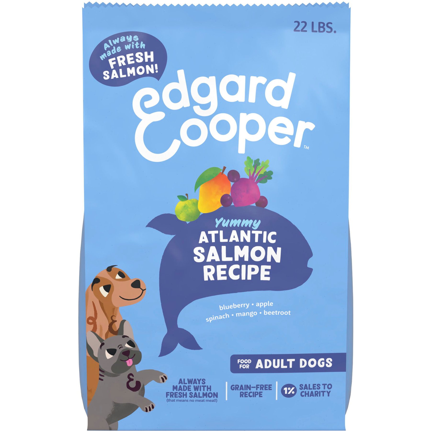 Edgard & Cooper Adult Grain-Free Yummy Atlantic Salmon Recipe Dry Dog Food, 22-lb bag