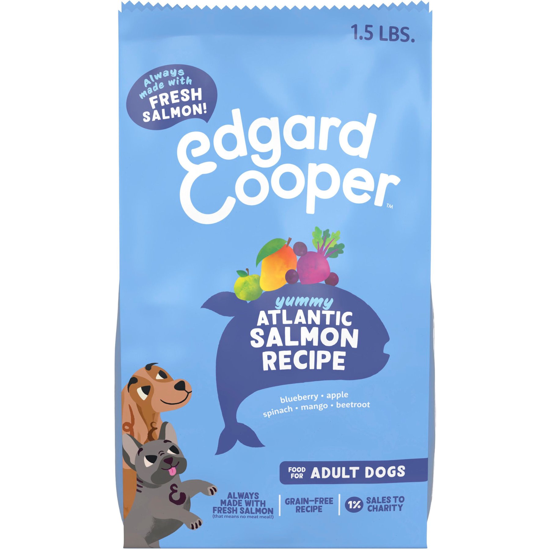 Edgard & Cooper Adult Grain-Free Yummy Atlantic Salmon Recipe Dry Dog Food, 1.5-lb bag