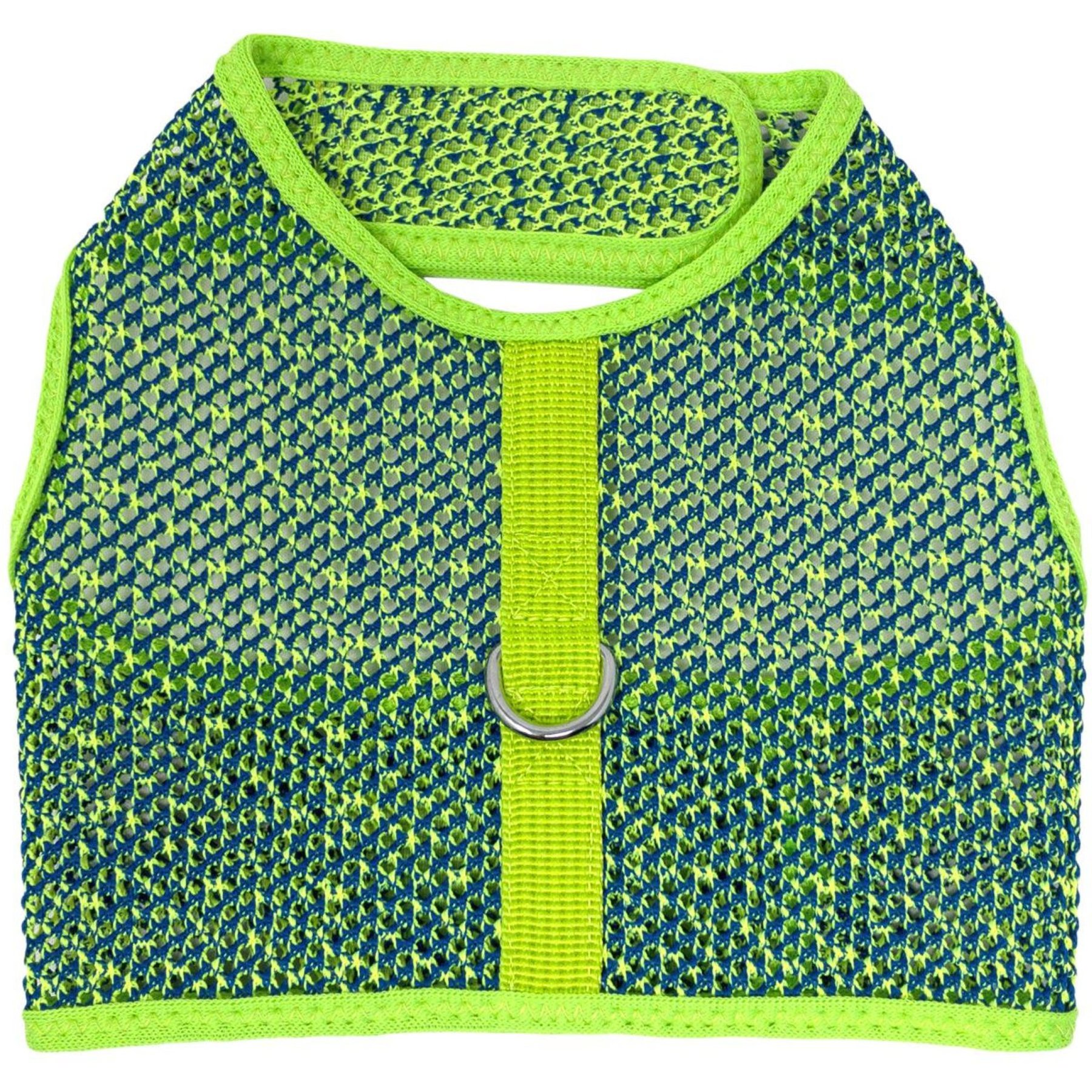 Doggie Design Active Mesh Dog Harness with Leash, Neon Green & Blue, X-Small: 10 to 12-in neck