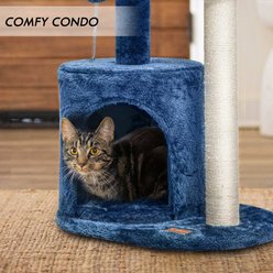 ClevaHome Modern Indoor 33.5-in Microfiber Hanging Toy Cat Tree Tower with Sisal Scratching Post, Denim Blue slide 2 of 8