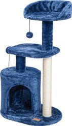 ClevaHome Modern Indoor 33.5-in Microfiber Hanging Toy Cat Tree Tower with Sisal Scratching Post, Denim Blue