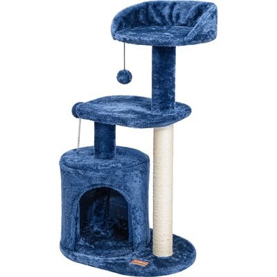 ClevaHome ClevaHome Modern Indoor 33.5-in Microfiber Hanging Toy Cat Tree Tower with Sisal Scratching Post, Denim Blue