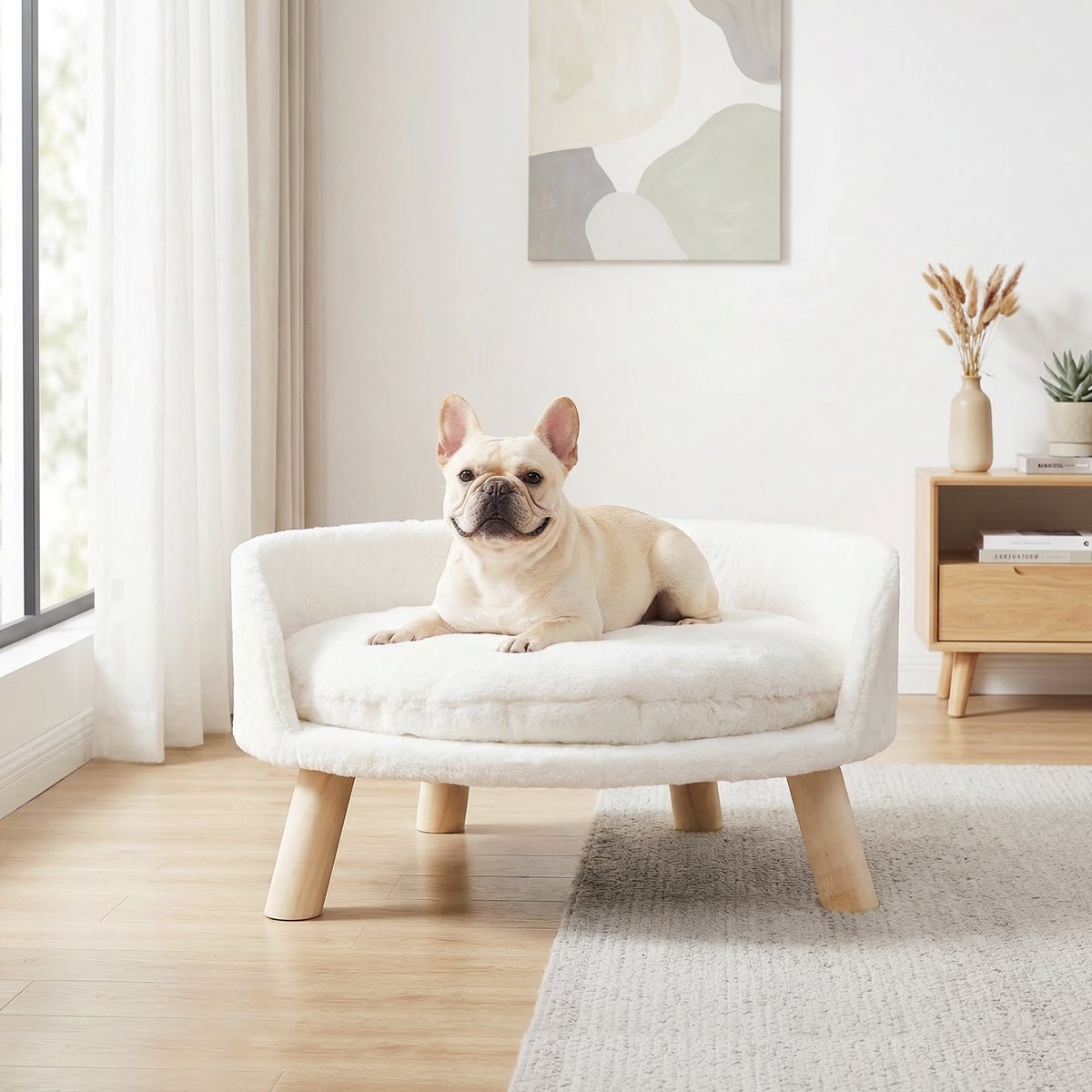 Barpor Round Elevated Sofa Dog Bed, Small
