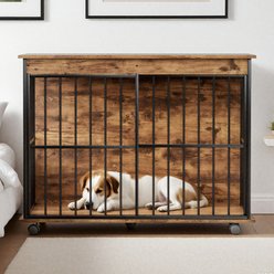 Tinyhomie Furniture Wooden Kennel with Tray Dog Crate, 43-in, Brown slide 2 of 8