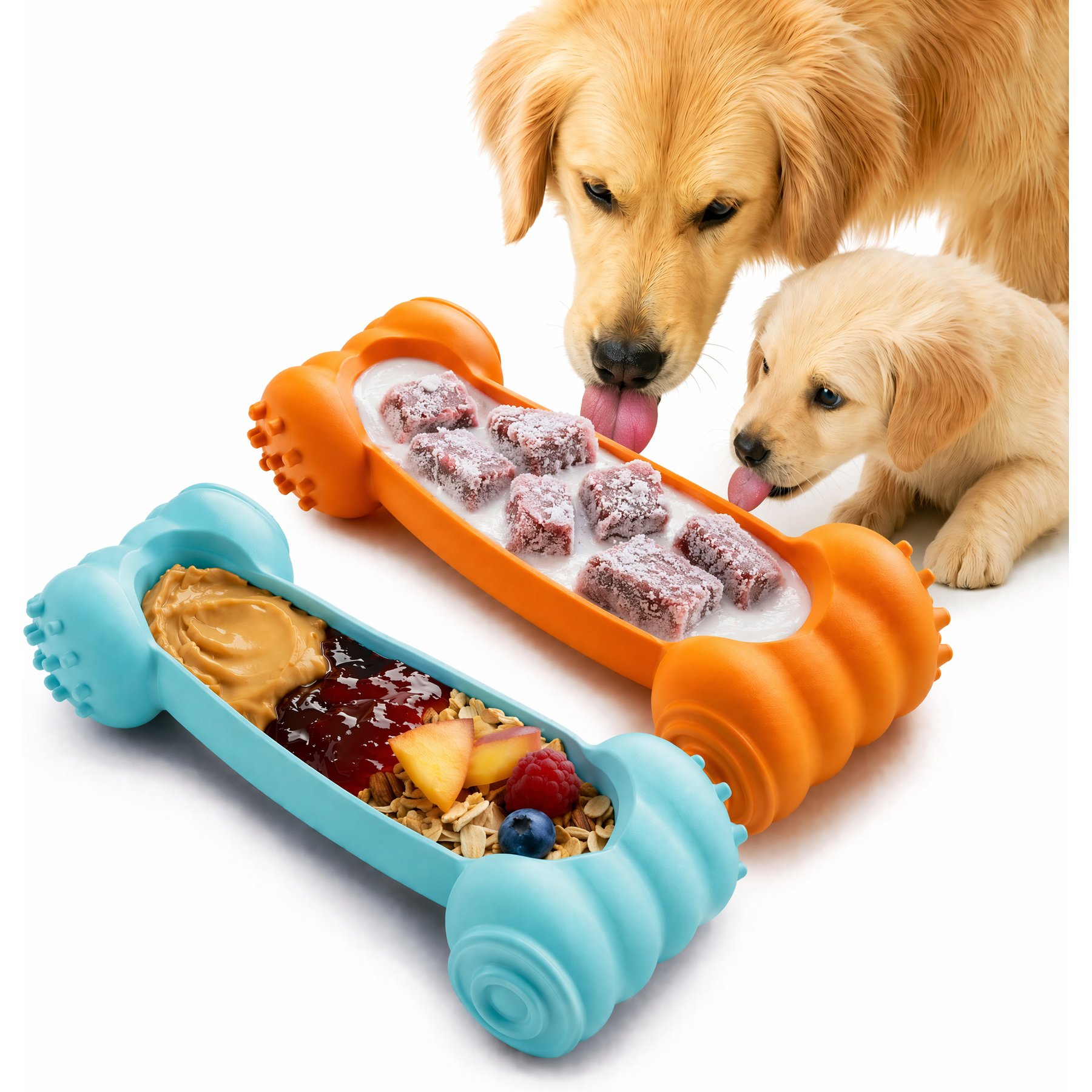 Cozypal Teething Grinding Lick Bone Dishwasher Safe Nylon Dog Bowl Slow Feeder, Small/Medium: 0.75-cup, 2 count