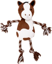 Wrangler Bandana Horse Plush & Rope Tug Dog Toy, Brown/Multicolor