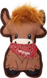 Wrangler Tough Canvas Highland Cow Plush Dog Toy, Brown