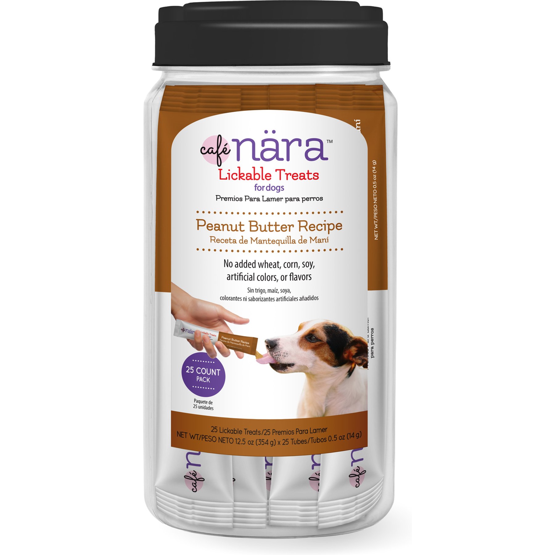 Cafe Nara Peanut Butter Flavored Mousse Lickable Dog Treats, 12.5-oz jar, 25 count