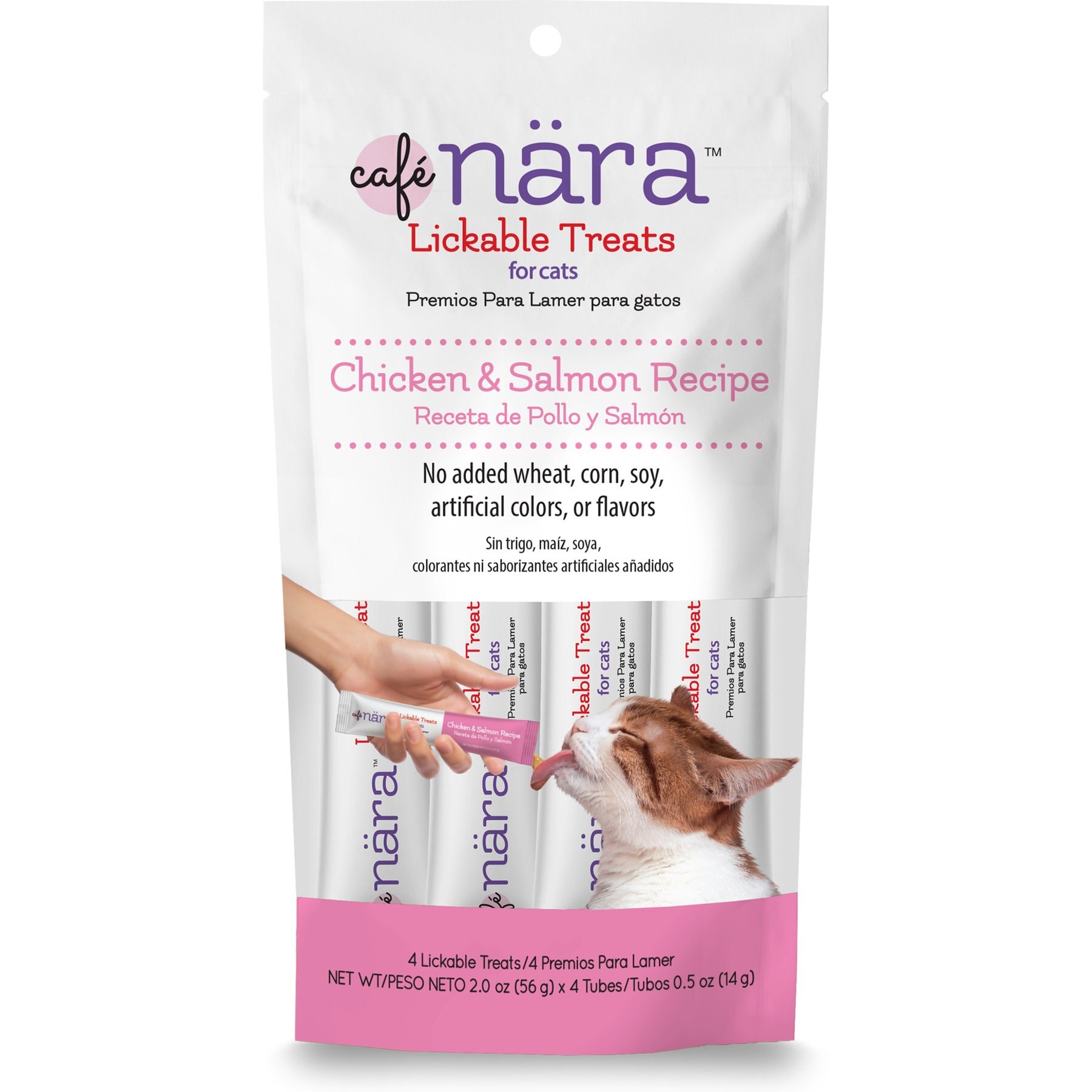 Cafe Nara Chicken & Salmon Flavored Mousse Lickable Cat Treats, 2-oz bag, 4 count