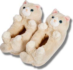 Oooh Geez! Molly the Kitty Women's Plush Slippers, Beige, Small: Womens 5-6