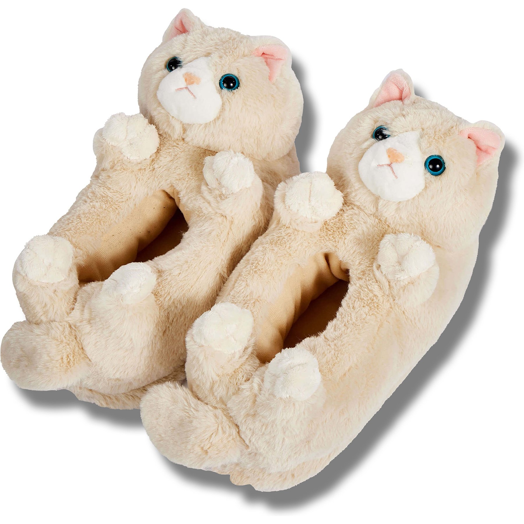 Oooh Geez! Molly the Kitty Women's Plush Slippers, Beige, Large: Womens 9-10