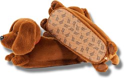 Oooh Geez! Birdie the Dachshund Women's Plush Slippers, Brown, Small: Womens 5-6 slide 2 of 5