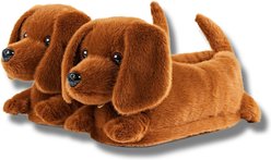 Oooh Geez! Birdie the Dachshund Women's Plush Slippers, Brown, Small: Womens 5-6 slide 1 of 5