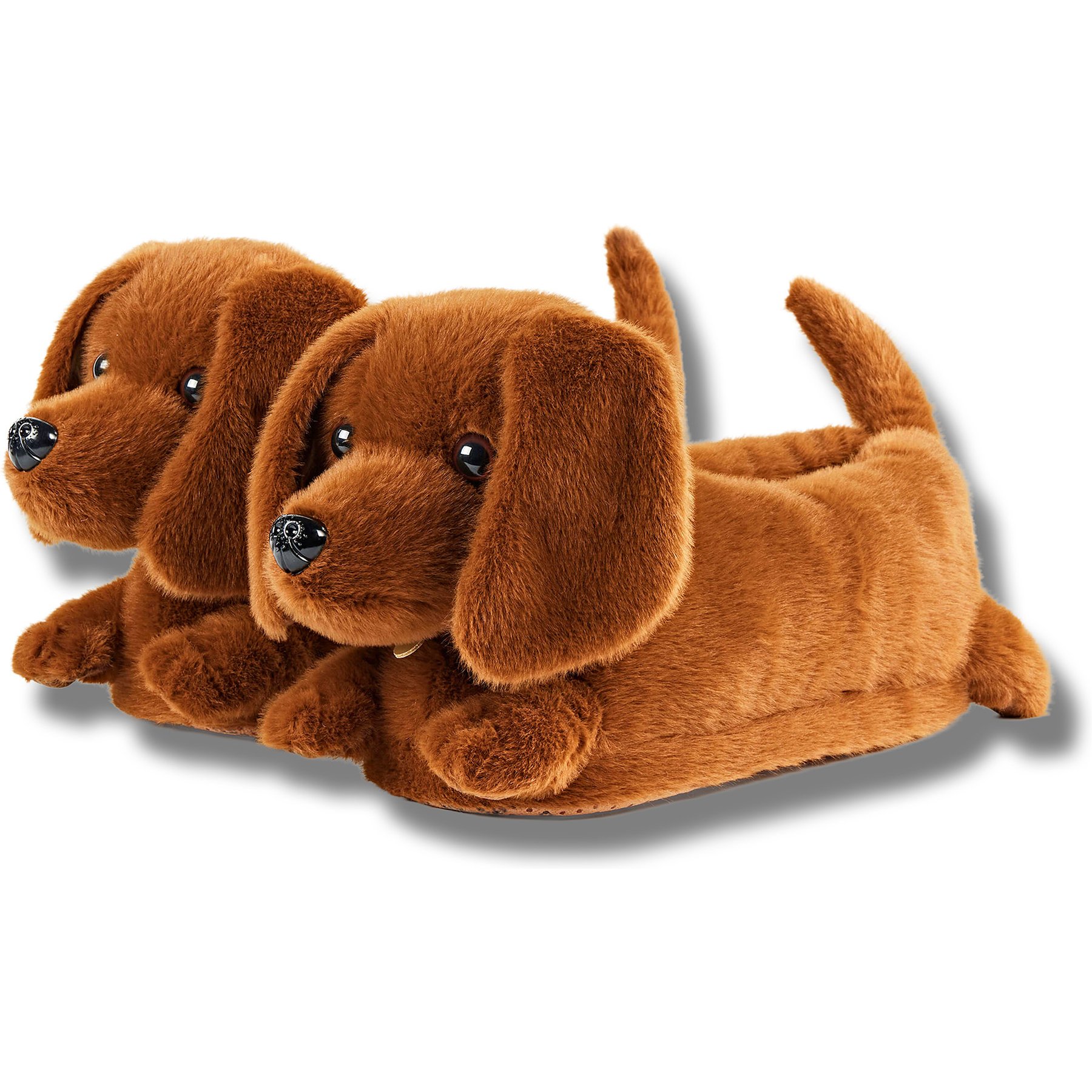 Oooh Geez! Birdie the Dachshund Women's Plush Slippers, Brown, Large: Womens 9-10