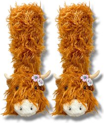 Oooh Geez! Highland Cattle Women's Plush Slipper Socks, Orange, One Size: Women's 5-10