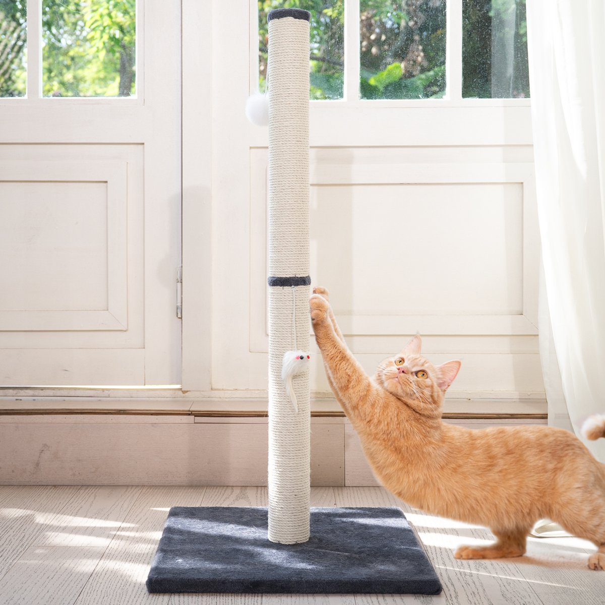 CheerPals Sisal Vertical Cat Scratcher, White, Large