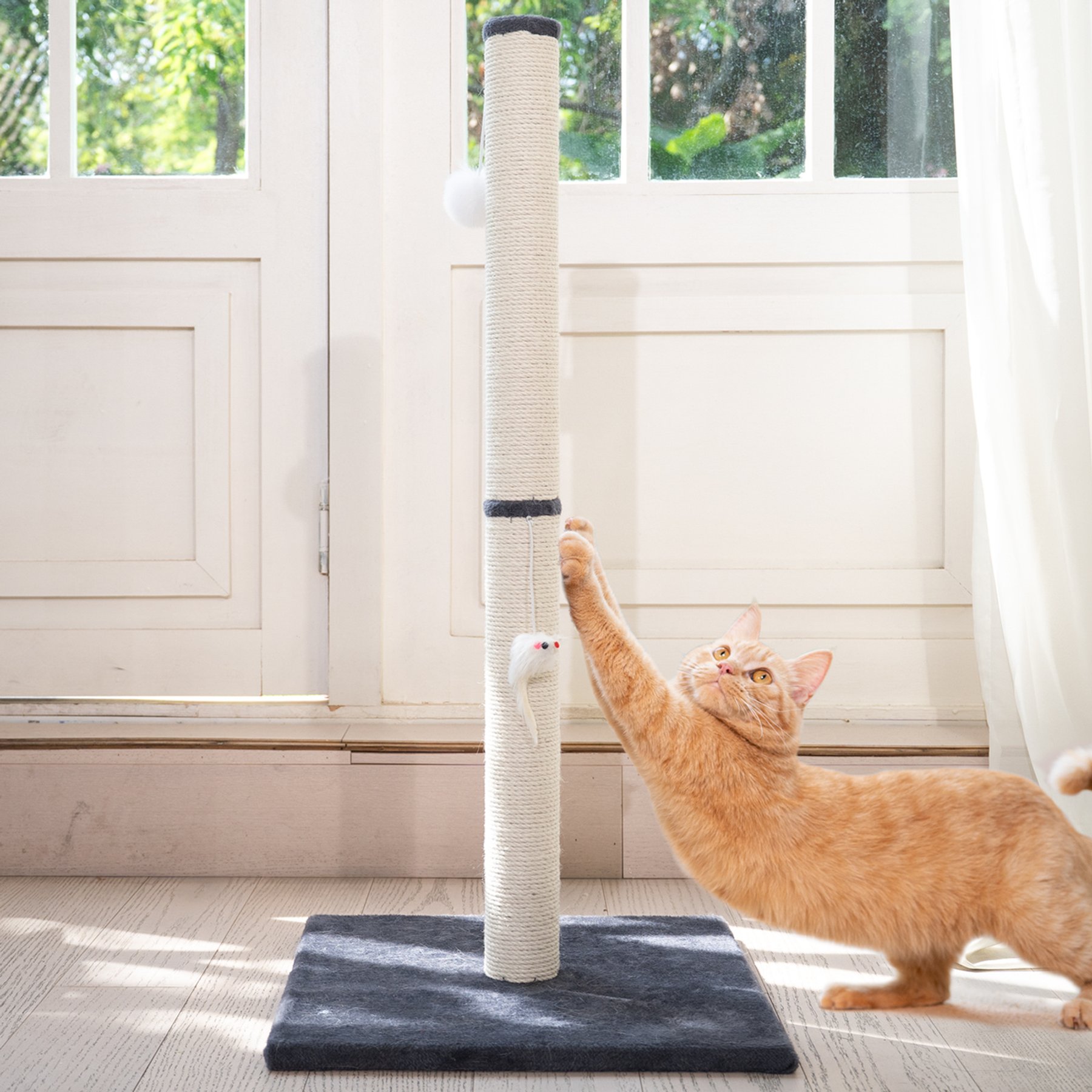 CheerPals Sisal Vertical Cat Scratcher, White, Large