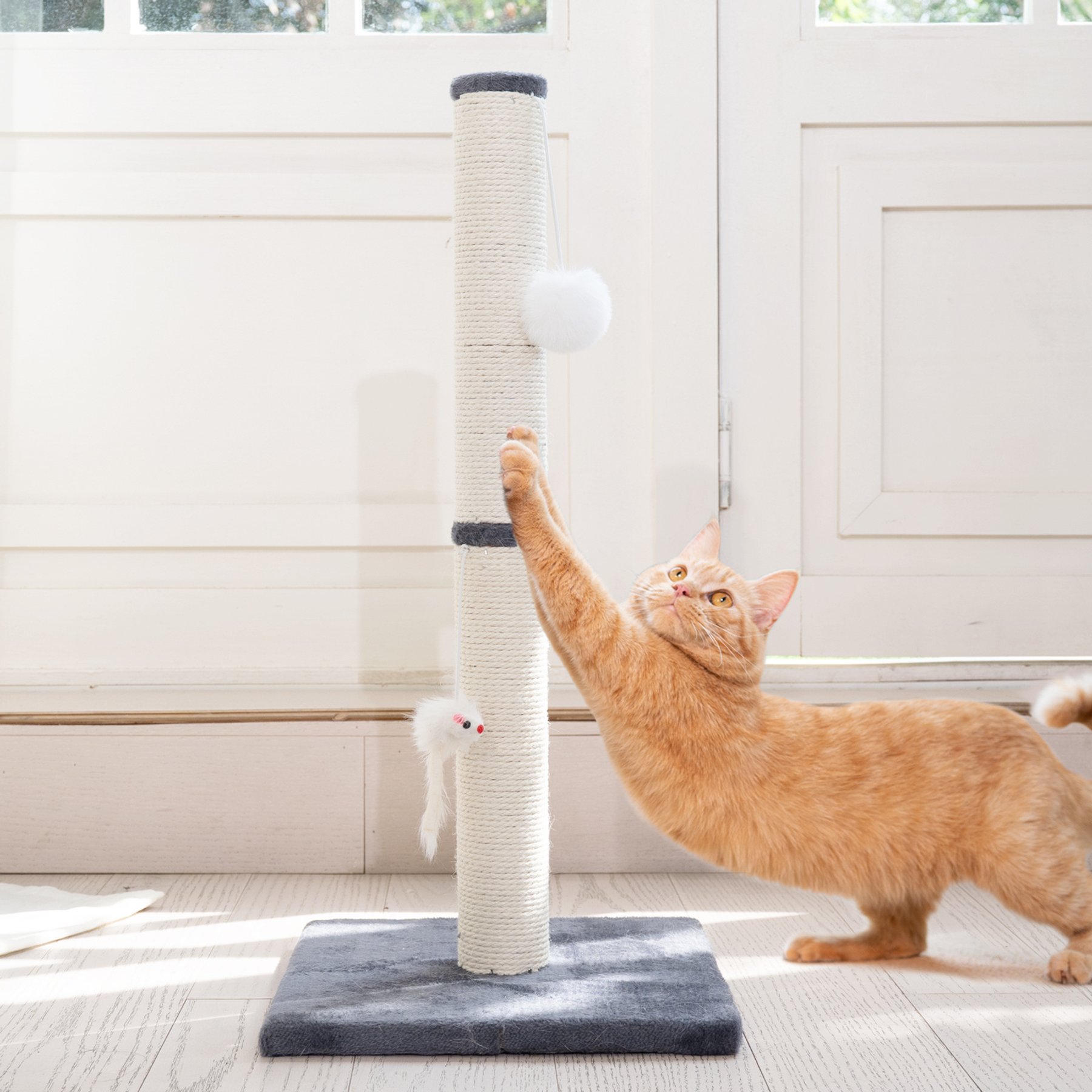 CheerPals 25.2-in Sisal Vertical Cat Scratcher, White, Medium