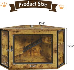 Cfowner Corner Cat Litter Box Enclosure, Modern Hidden Litter Box Corner Cabinet with Acrylic Door & LED Light, 48-in, Tiger slide 2 of 5