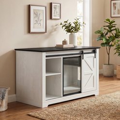 Cfowner Farmhouse Cat Litter Box Enclosure with Sliding Barn Door, White, 46-in slide 2 of 4