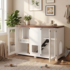 Cfowner Cat Litter Box Enclosure with LED Light, White, 47-in slide 2 of 4