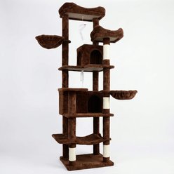 Zeus & Ruta Indoor Hammocks, Hanging Basket, Cave, Removable Cushion, Plush Tower 68-in Cat Tree, Brown