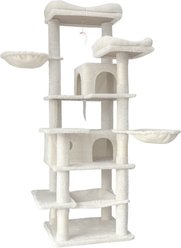 Zeus & Ruta Indoor Hammocks, Hanging Basket, Cave, Removable Cushion, Plush Tower 68-in Cat Tree, Beige