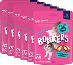 BONKERS Bites Seafood Flavor Crunchy & Soft Cat Treats, 36-oz bundle