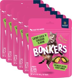 BONKERS Bites Catnip & Chicken & Cheddar Flavor Crunchy & Soft Cat Treats, 37.8-oz bundle