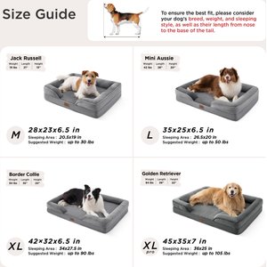 Bedsure Orthopedic Bolster Dog Sofa Bed with Removable Cover, Grey, X-Large