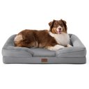Bedsure Orthopedic Bolster Dog Sofa Bed with Removable Cover, Grey, Large