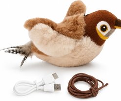 NonoPets Interactive Flapping Bird Realistic Sound Squeaky Plush Cat Toy