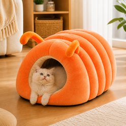 NonoPets Caterpillar-Shaped Plush Bolster Dog & Cat Bed, Orange, Medium slide 1 of 9