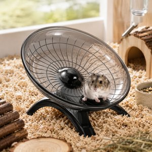 NonoPets Silent Flying Saucer Exercise Wheel Running Disc Activity Toy with Stable 4-Point Support Base for Hamsters Gerbils Mice & Small Pets, Black