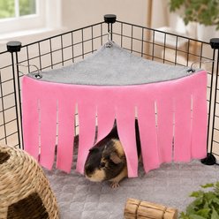 NonoPets Corner Fleece Forest Hideout Small Pet Hammock & Privacy Tent, Pink
