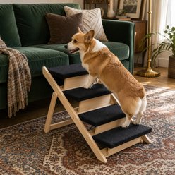 NonoPets 3-in-1 Non-Slip Foldable Wood Dog Stairs & Ramp, 4-Steps
